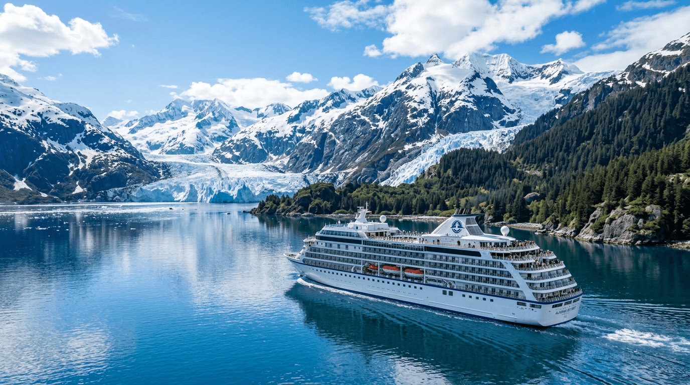 Oceania cruise ship in Alaska waters